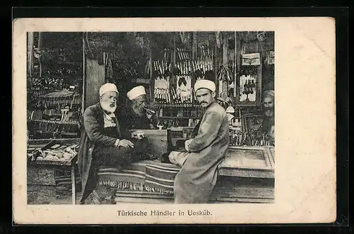 AK Uesküb, Türkische Händler am Marktstand