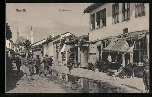 AK Uesküb, Strassenpartie mit Anwohnern