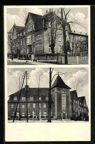 AK Bünde i. W., Evangelisches Krankenhaus Bodelschwinghstrasse und Brunnenallee