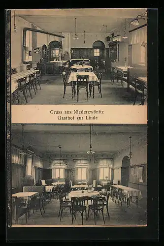 AK Niederzwönitz, Gasthof zur Linde, Innenansichten