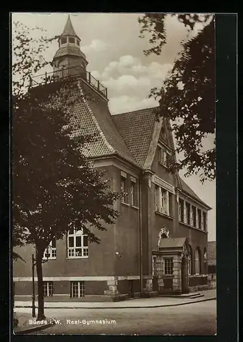 AK Bünde i. W., Real-Gymnasium mit Strasse