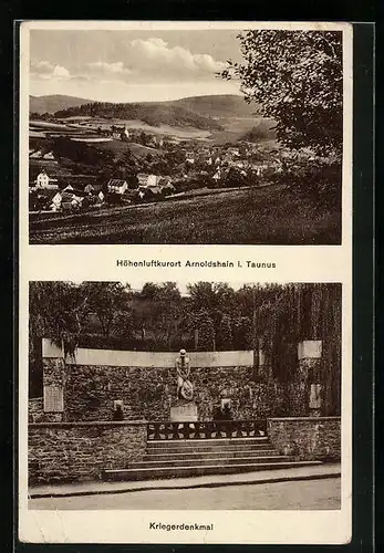 AK Arnoldshain i. T., Totalansicht und Kriegerdenkmal
