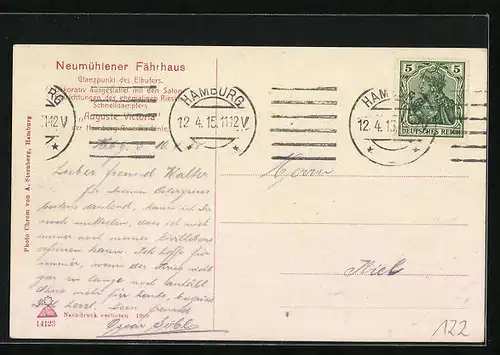 AK Hamburg-Neumühlen, Gasthof Fährhaus, Boote am Ufer