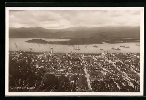 AK Santos, Teilansicht mit Hafen aus der Vogelschau