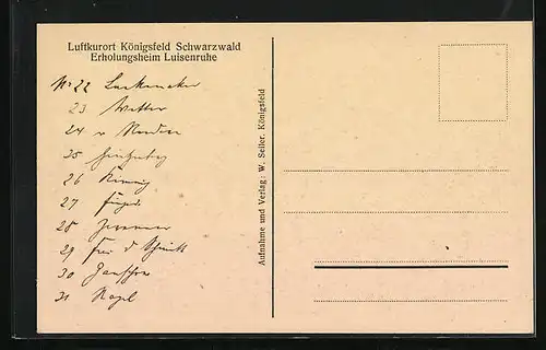 AK Königsfeld i. Schwarzwald, Erholungsheim Luisenruhe