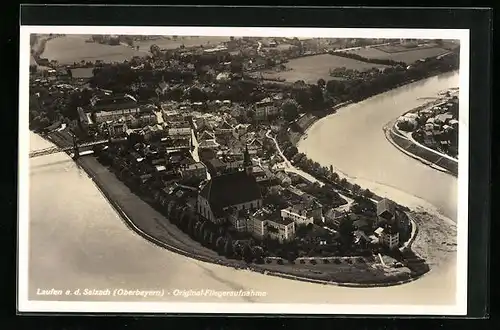 AK Laufen a. d. Salzach, Fliegeraufnahme des Ortes