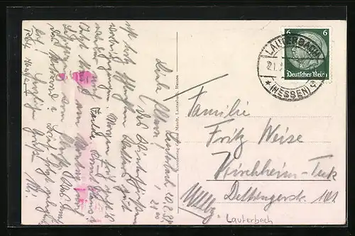 Künstler-AK Lauterbach, Ortsansicht, Weinendes Kind