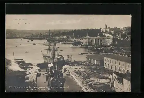 AK Constantinople, Vue panoramique de l`Arsenal et de la Corne d`Or