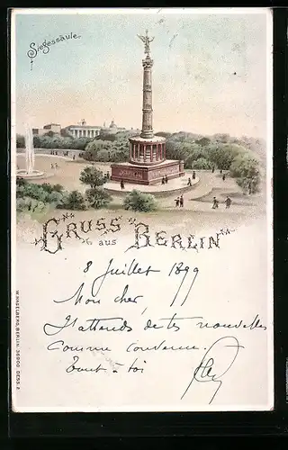 Lithographie Berlin-Tiergarten, Siegessäule