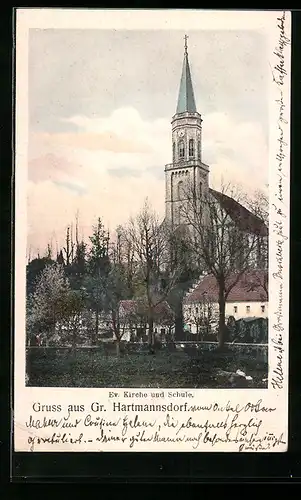 AK Gr. Hartmannsdorf, Evangelische Kirche und Schule