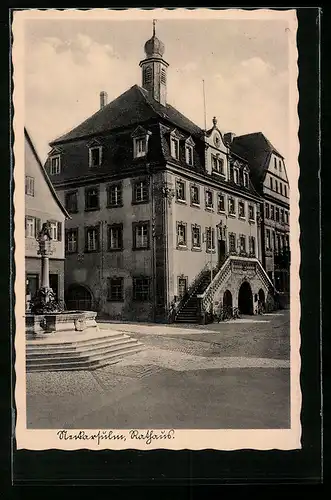 AK Neckarsulm, Rathaus mit Brunnen