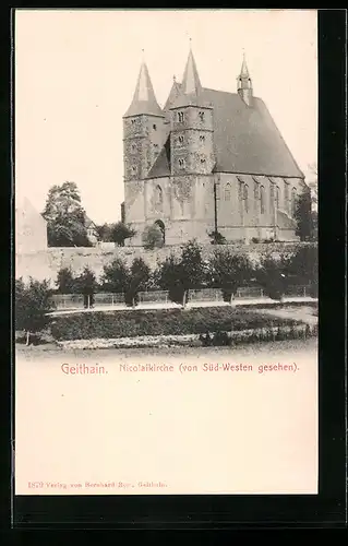 AK Geithain, Nicolaikirche von Süd-Westen gesehen