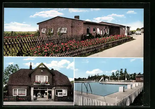 AK Rantrum /Husum, Bäckerei, Freibad