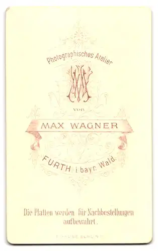 Fotografie Max Wagner, Furth i. W., kleines Mädchen im Kleid nebst ihrem Hund im Atelier