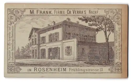 Fotografie M. Frank, Rosenheim, Frühlingstrasse 13, Ansicht Rosenheim, das Ateliersgebäude des Fotografen