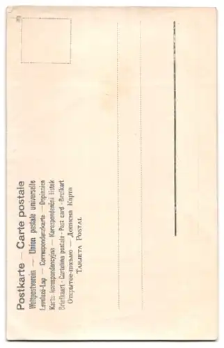 Seiden-AK Bäume und Haus an einem Gewässer