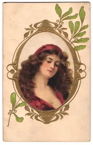 Seiden-AK Rassige Zigeunerin mit Kopftuch