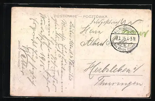 AK Czenstochau, Hotel Englischer Hof mit Strasse