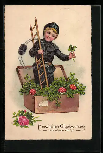 AK Schornsteinfeger in der Truhe voller Glücksklee