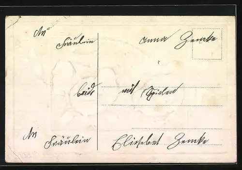 AK Osterküken im Korb mit Vergissmeinnicht