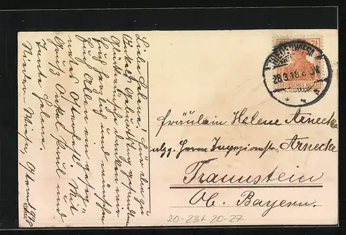 AK Herzliche Ostergrüsse, Osterhase mit Osterküken