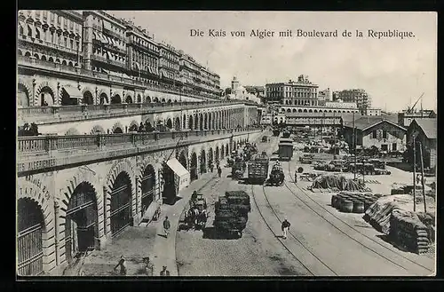AK Algier, Die Kais mit Boulevard de la Republique