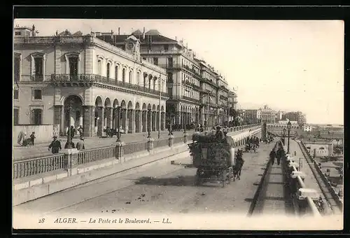 AK Alger, La Poste et le Boulevard