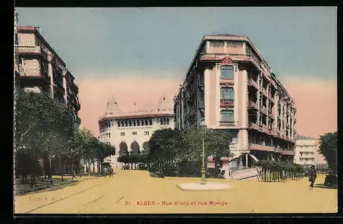 AK Alger, La Rue d`Isly et rue Monge