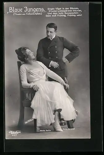 AK Operette Blaue Jungens, Schauspieler Greta Sellin und Hans Horsten