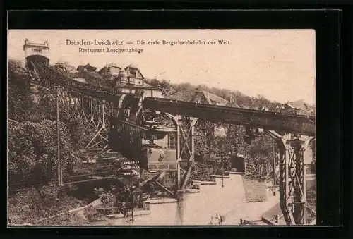 AK Dresden-Loschwitz, Bergschwebebahn und Restaurant Loschwitzhöhe