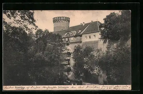 AK Berlin-Spandau, Juliusturm vom Wasser gesehen