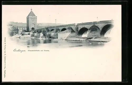 AK Esslingen, Pliensaubrücke mit Thurm