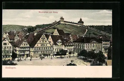 AK Esslingen, Marktplatz mit Burg