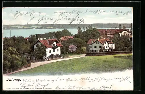 AK Tutzing, Ortspartie mit Wasserblick