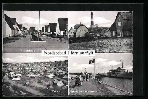 AK Hörnum a. Sylt, Strandstrasse, Leuchtturm, Hafen