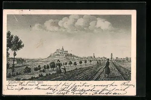 Künstler-AK Siegburg, Ortsansicht im Jahre 1825