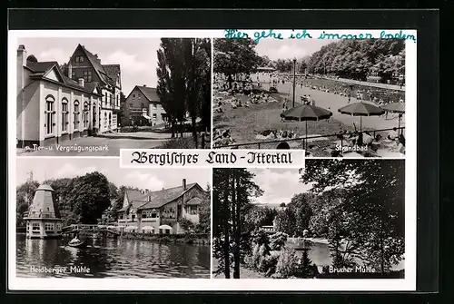 AK Ittertal /Bergisches Land, Tier- u. Vergnügungspark, Heidberger Mühle, Strandbad