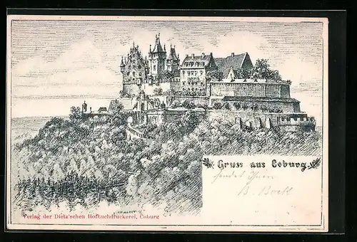 Künstler-AK Coburg, Blick auf das Schloss