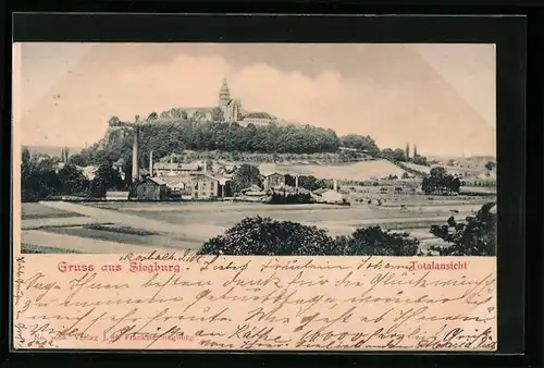 AK Siegburg, Totalansicht mit Burg