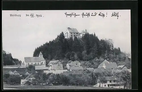 AK Waldburg, Ortspartie mit Kirche