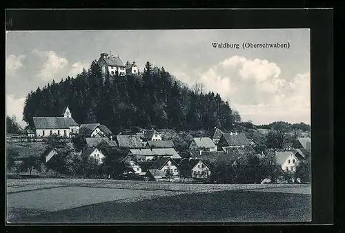 AK Waldburg /Oberschwaben, Ortspartie mit Kirche