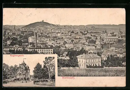 AK Warnsdorf / Varnsdorf, Gesamtansicht und Burgbergswarte