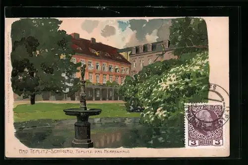 Künstler-AK Teplitz Schönau, Das Herrenhaus Teplitz