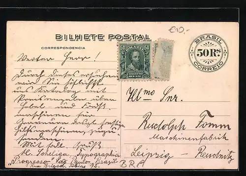 AK Brazil, 50 Rs. Correio, Alfonso Penna Presidente dos e u do Brazil