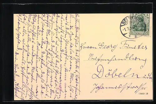 AK Belgern a. Elbe, Marktplatz mit Denkmal