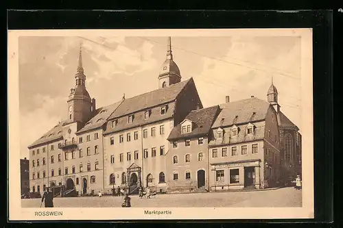 AK Rosswein, Marktplatz mit Ratskeller und Klosterkeller