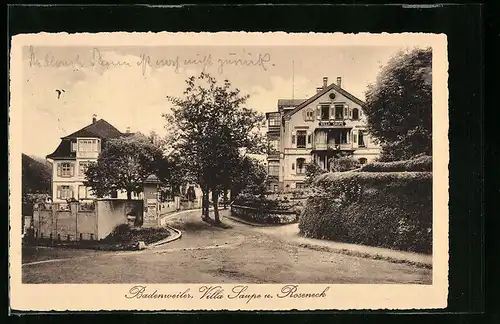 AK Badenweiler, Villa Saupe und Roseneck