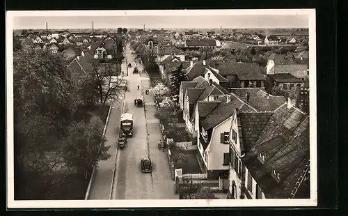 AK Hassloch i. Pfalz, Bahnhofstrasse aus der Vogelschau