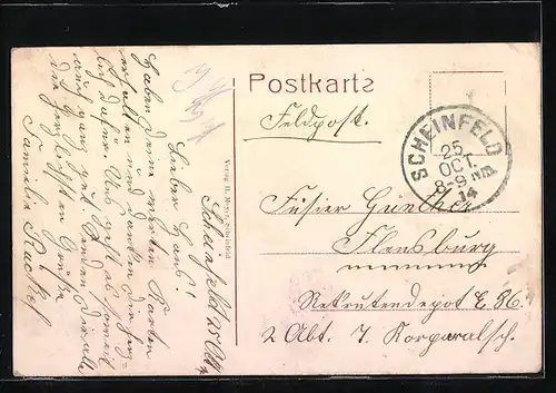 AK Scheinfeld, Ortsansicht mit Kirche