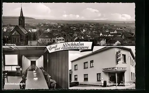 AK Kirchheim, Ortsansicht mit Gasthaus zur Linde